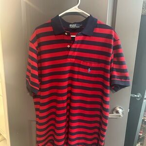 Polo by Ralph Lauren Men's Striped Polo Shirt - Red and Navy